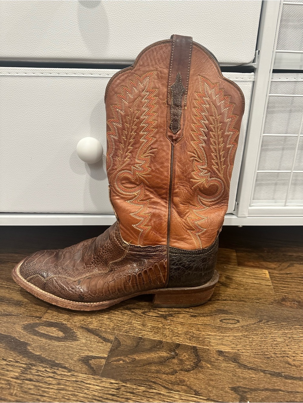 Lucchese Two-Tone Brown Leather Western Boot